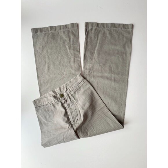 KLAXON HOWL Army Green 100% Cotton Twill Wide Leg Cropped Sailor Pants, Size 28 - Picture 5 of 13